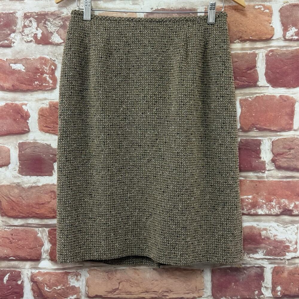 Kasper Skirt Women's 6 Petite Multicolor Tan Tweed Career Work Office Zip Up